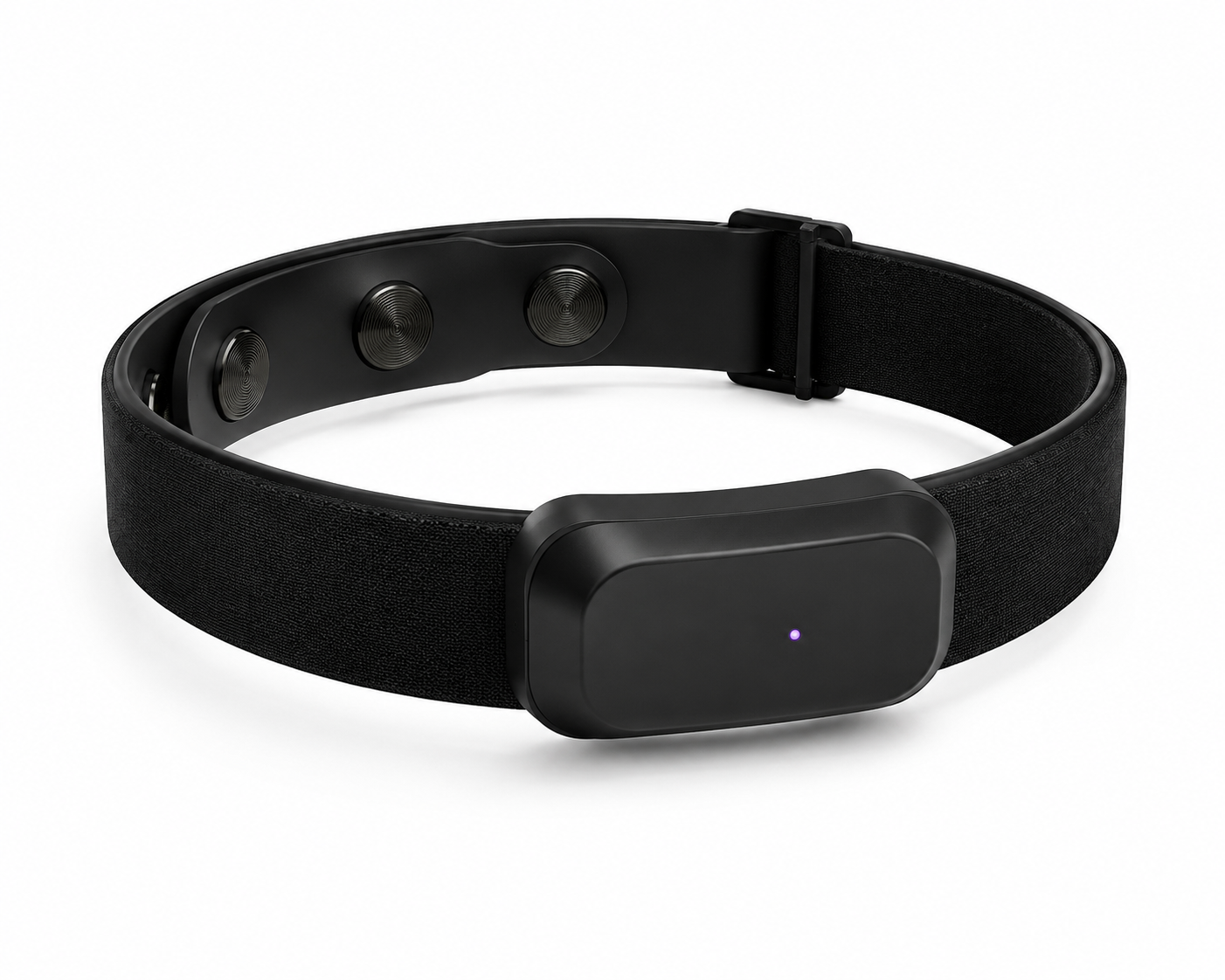 Free Clicker headband sensor — matte black band with embedded biofeedback module